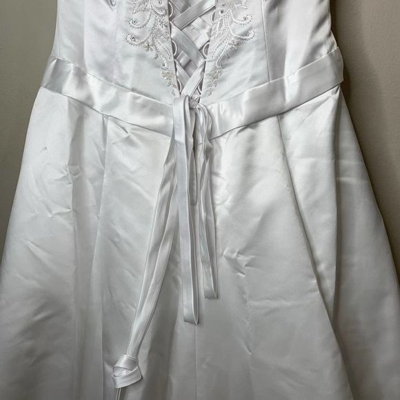 Wedding A Line Beaded Gown Long Train Dress White - Picture 7 of 14